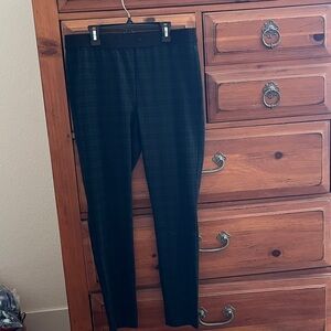 Talbots Navy Blue and Green Plaid Leggings Pants Size 12 NWOT